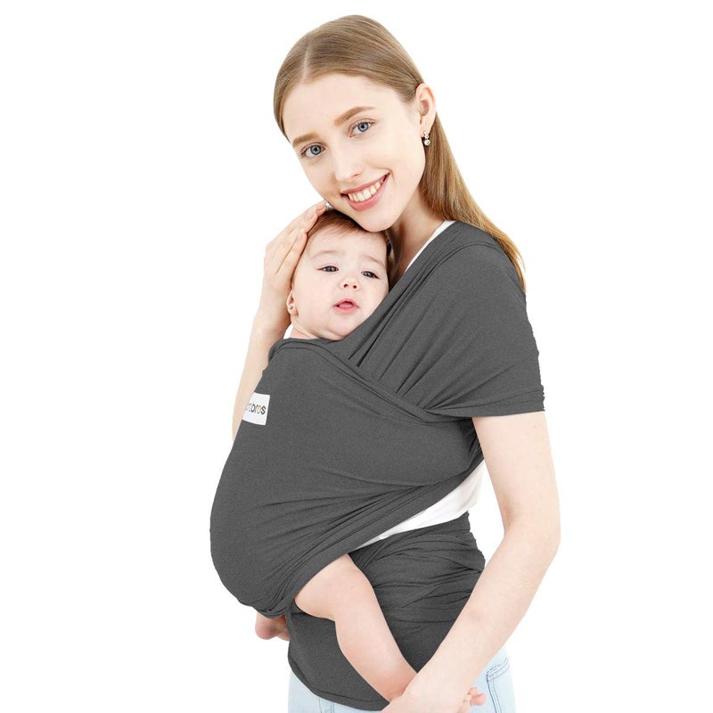 Acrabros Baby Wrap Carrier,Hands Free Baby Carrier Sling,Lightweight,Breathable,Softness,Perfect for Newborn Infants and Babies Shower Gift,Heather Grey - Image 1
